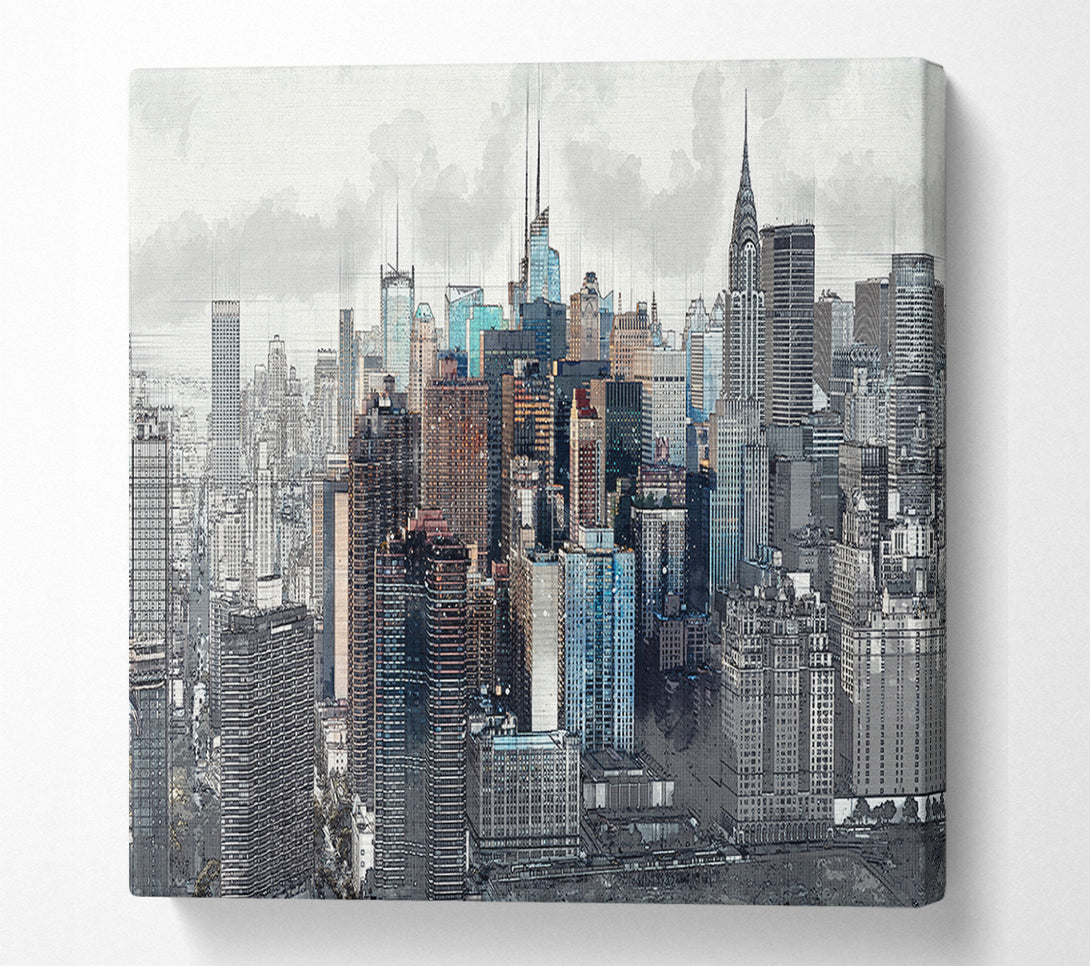  A Canvas Print of Outline Of The City 11 Canvas Wall Art