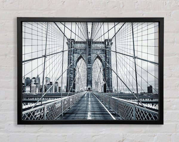 Silver Brooklyn Bridge Framed Print