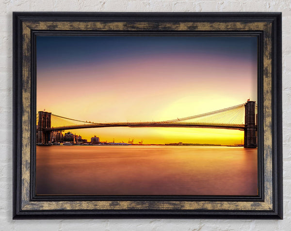 Sunset Over Brooklyn Bridge Framed Print