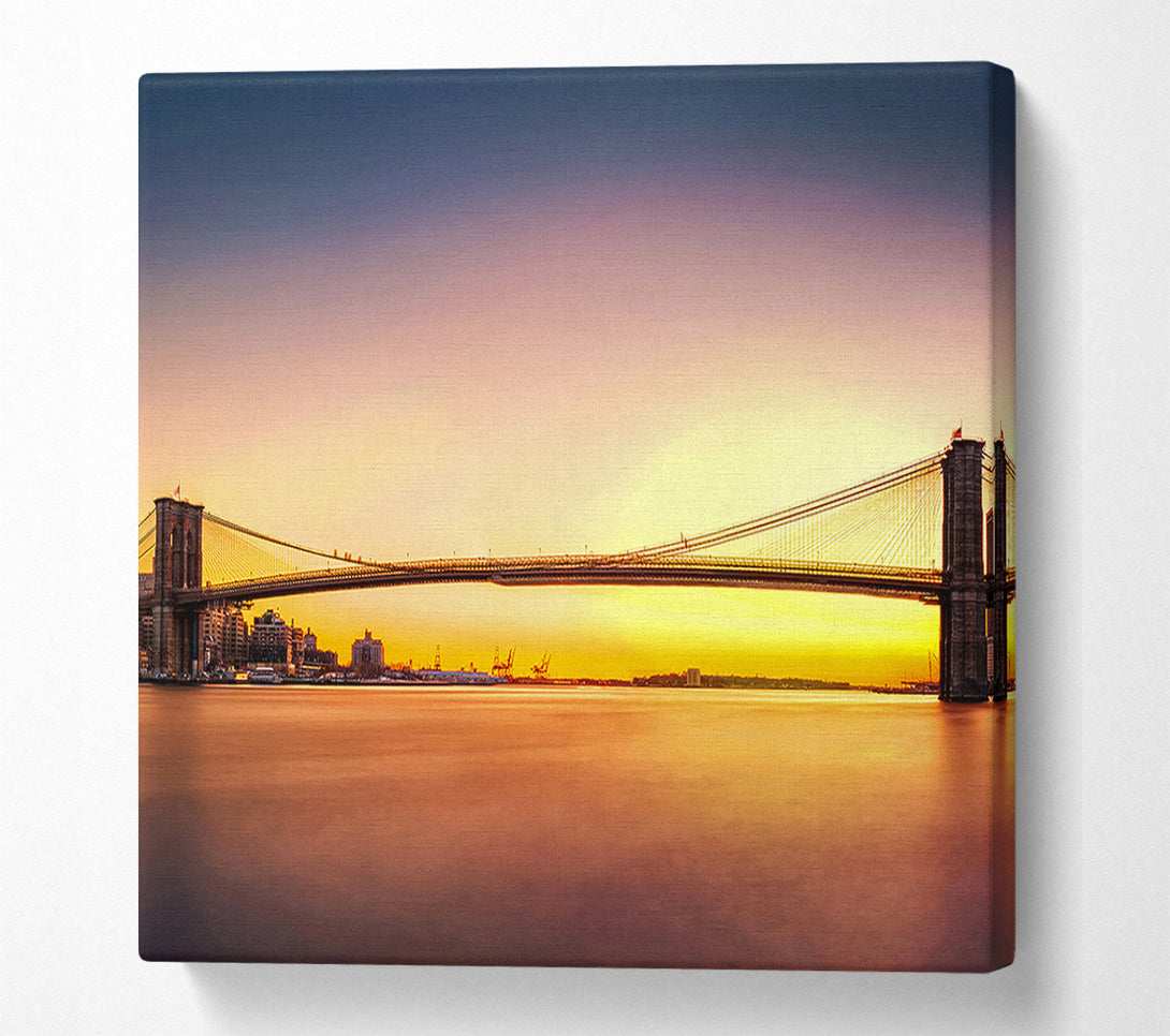  A Canvas Print of Sunset Over Brooklyn Bridge Canvas Wall Art