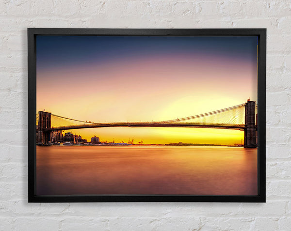 Sunset Over Brooklyn Bridge Framed Print