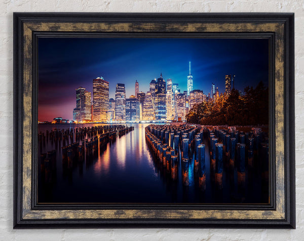Twinkling Lights Of The Big City Framed Print