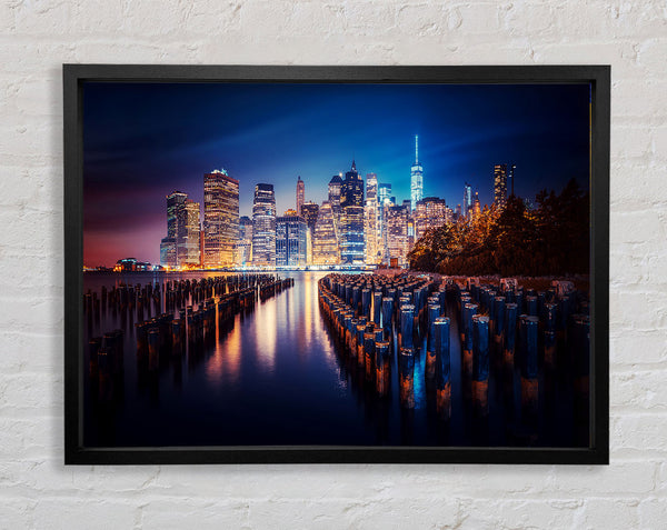 Twinkling Lights Of The Big City Framed Print