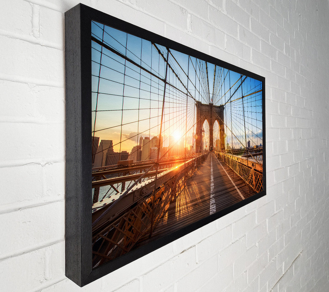  A Canvas Print of Sunset Through Brooklyn Bridge Canvas Print