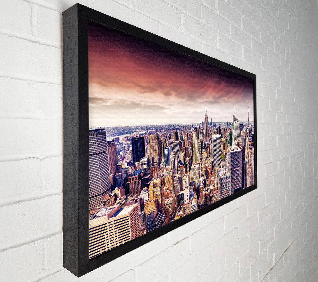  A Canvas Print of Pink Skies Over NYC Canvas Print