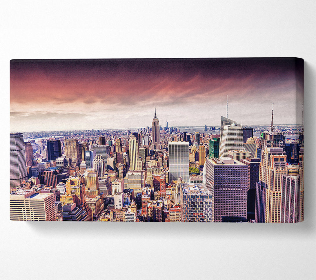  A Canvas Print of Pink Skies Over NYC Canvas Print