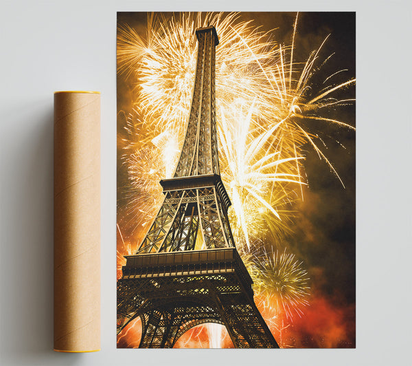 Eiffel Tower Fireworks 2 Poster