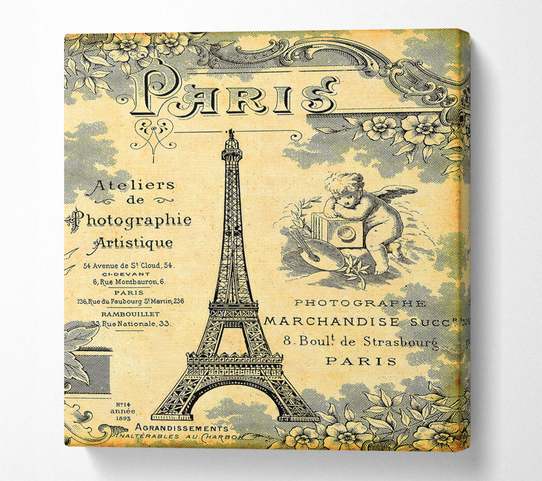  A Canvas Print of Eiffel Tower Retro 6 Canvas Art