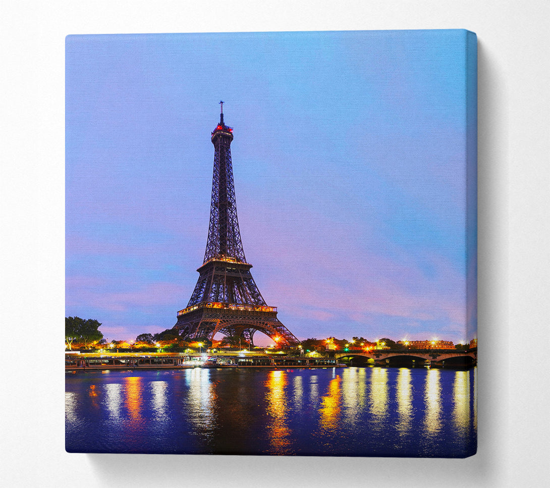  A Canvas Print of Eiffel Tower Dusk Canvas Wall Art