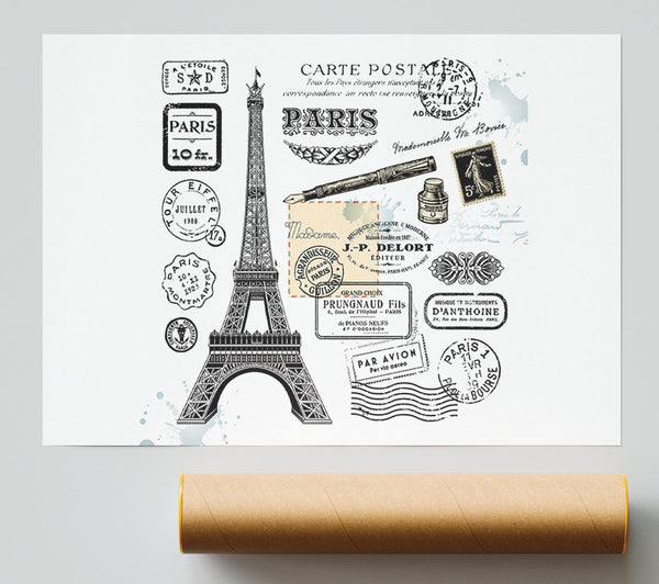 Eiffel Tower Retro Post Print