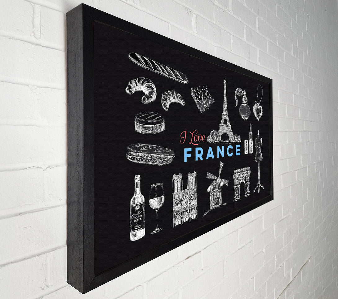  A Canvas Print of I Love France Canvas Wall Art