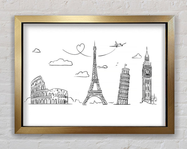 Famous Citys Of The Europe 2 Framed Print