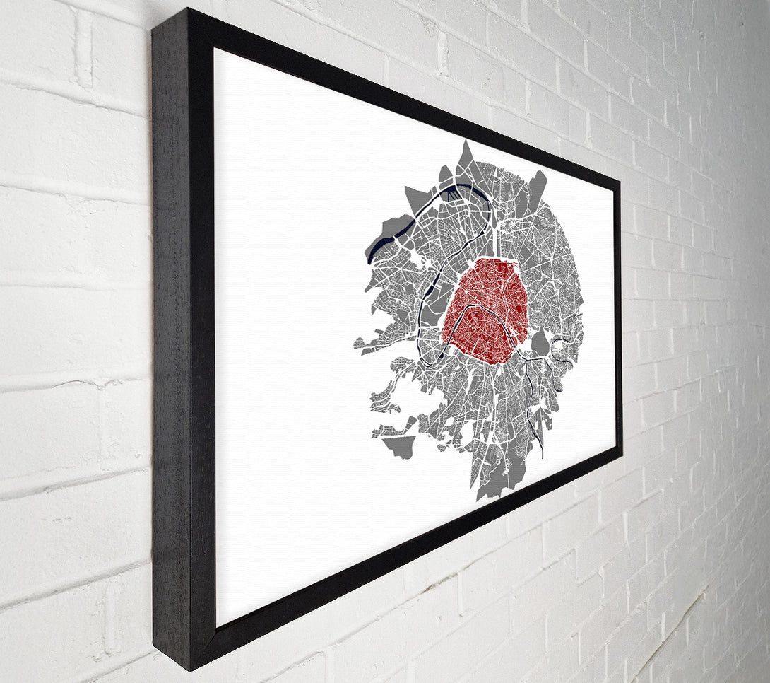  A Canvas Print of Map Of The City 5 Paris Canvas Art