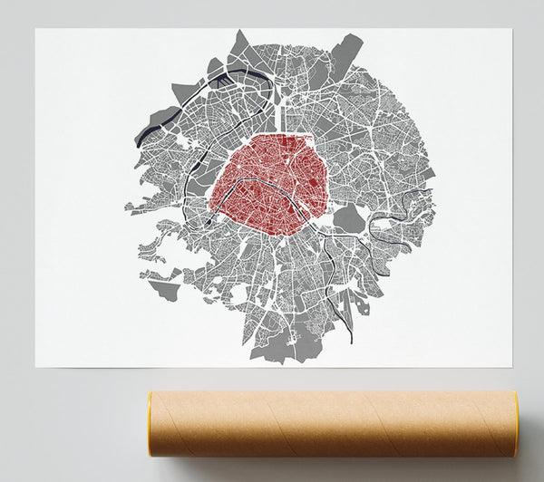 Map Of The City 5 Paris Giclee Print