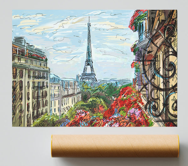 Eiffel Tower Over The City 9 Print