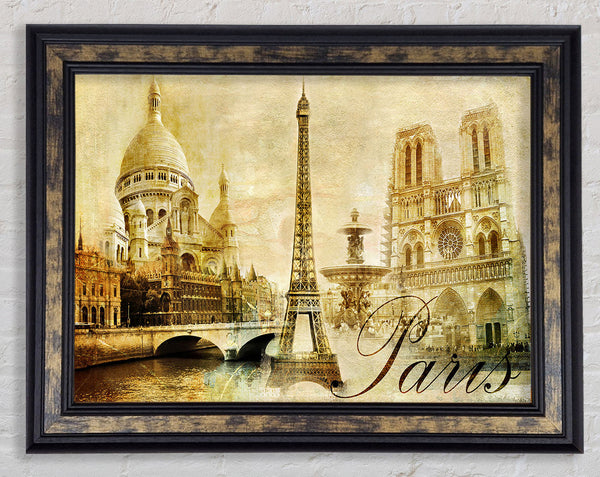 Eiffel Tower Retro 13 Framed Print