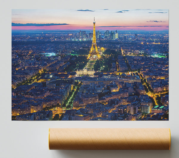 Eiffel Tower Night Light Giclee Print