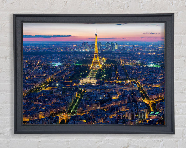 Eiffel Tower Night Light Framed Print