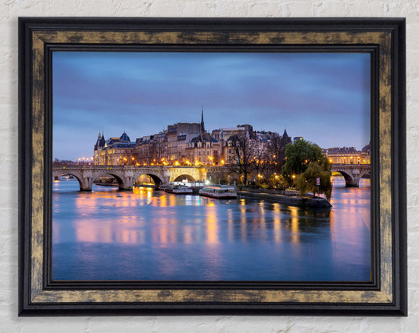 River Seine At Twilight 2 Framed Print