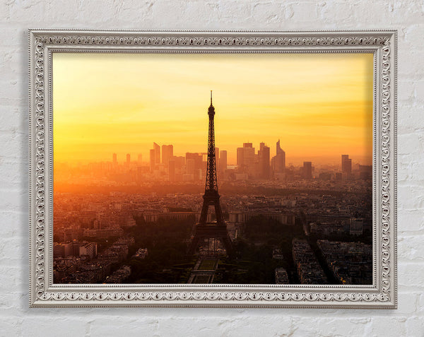 Eiffel Tower Sunset Skies Framed Print