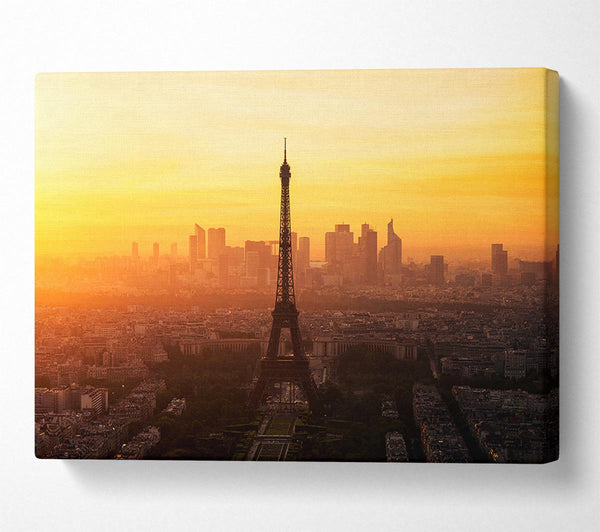  A Canvas Print of Eiffel Tower Sunset Skies Canvas Art