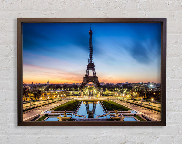 Eiffel Tower Night Lights Framed Print