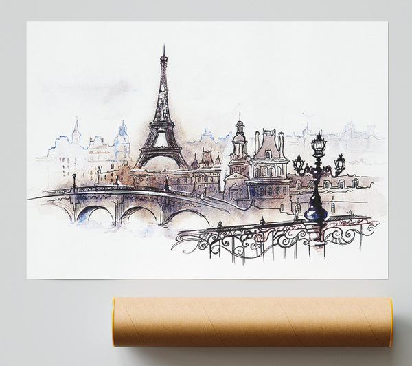 Eiffel Tower Over The City 4 Poster