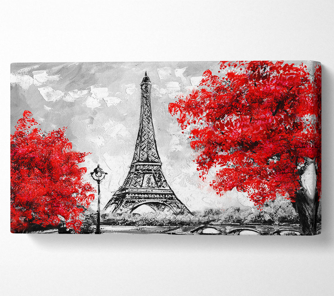  A Canvas Print of Eiffel Tower Red trees Canvas Wall Art