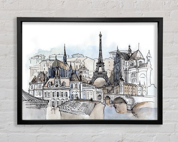 Eiffel Tower Over The Ciity 8 Framed Print