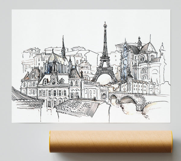 Eiffel Tower Over The City 7 Poster