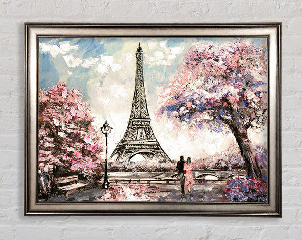 Eiffel Tower Pink Tree Framed Print