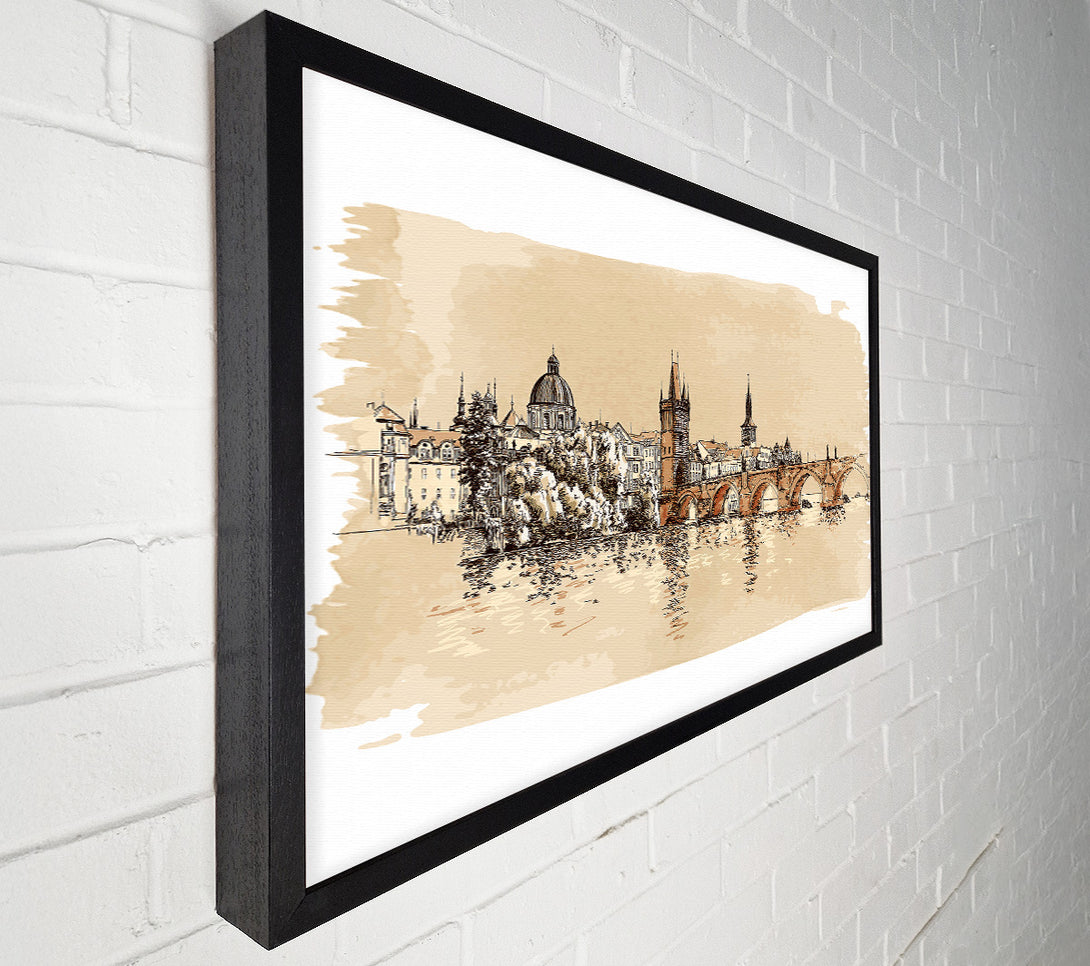  A Canvas Print of Charles Bridge Watercolour Canvas Art