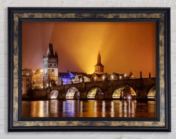 Charles Bridge Over The River Vltava Framed Print