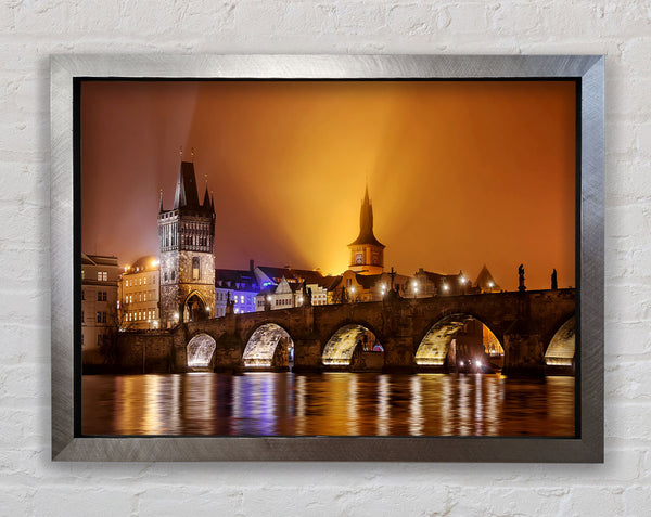 Charles Bridge Over The River Vltava Framed Print