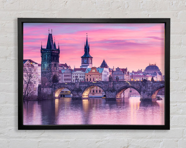Stunning Charles Bridge Pink Framed Print