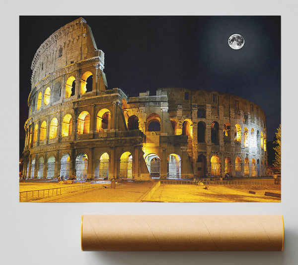 Colosseum Moonlit Night Poster