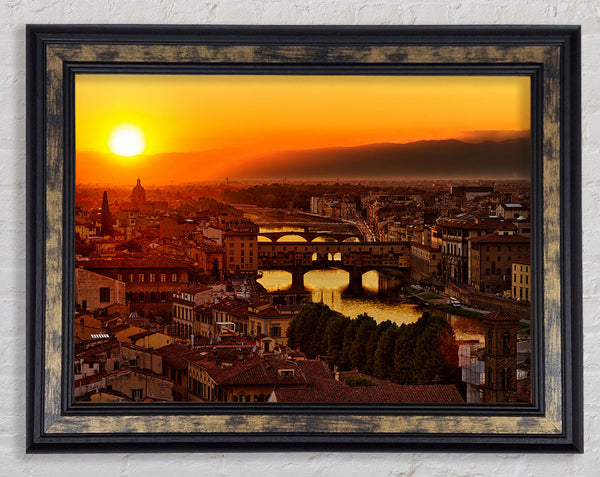 Sunset Over The Ancient Framed Print
