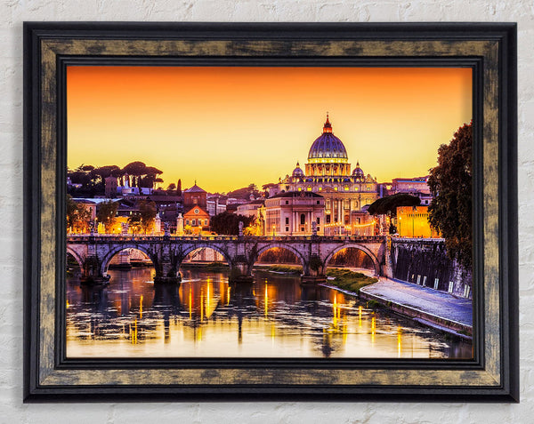 Over The Water To The Ancient City Framed Print