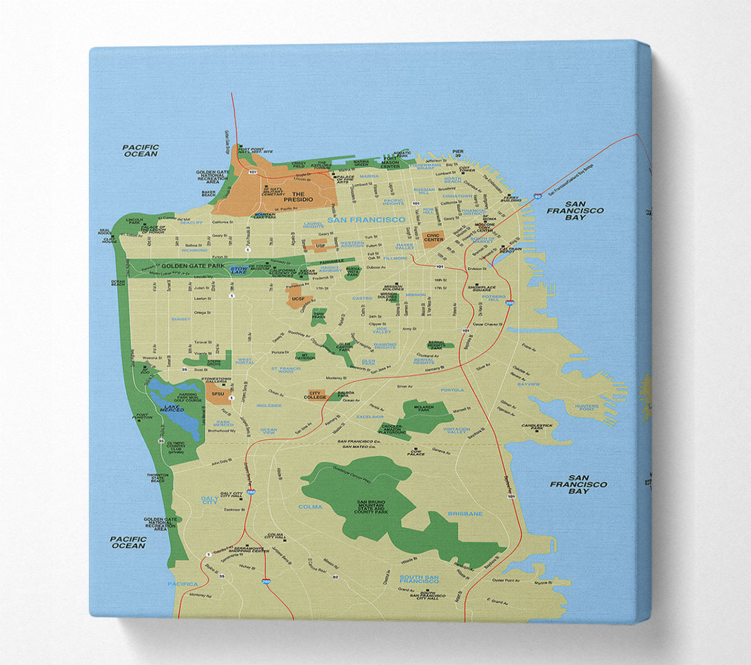  A Canvas Print of Map Of The City 1 Canvas Art