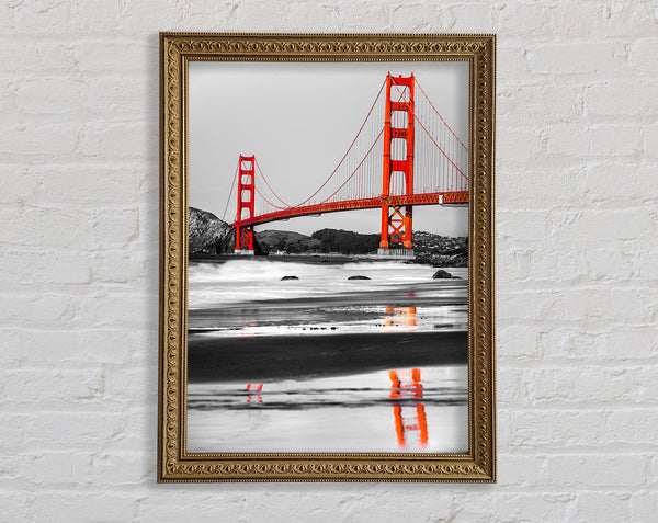 Golden Gate Bridge Red Reflections Framed Print