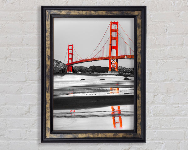 Golden Gate Bridge Red Reflections Framed Print