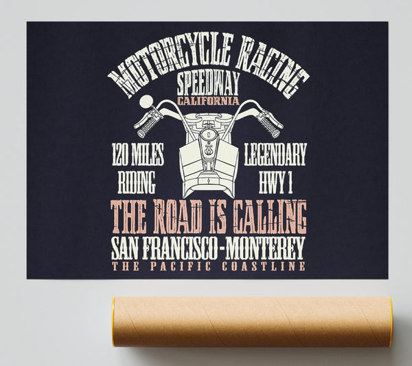 The Pacific Coastline Motorcycle Race Giclee Print