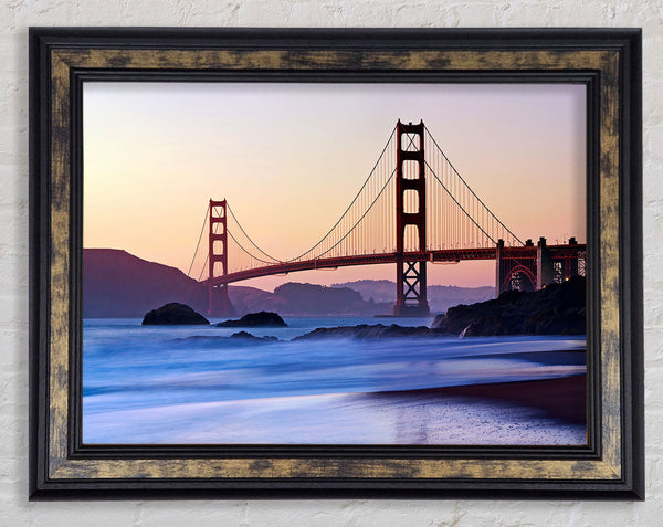 Golden Gate Bridge Over The Misty Waters Framed Print