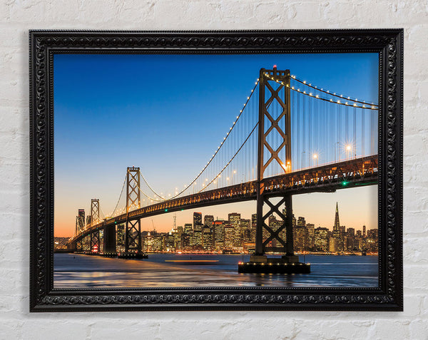 Golden Gate Bridge Lights Of The City Framed Print
