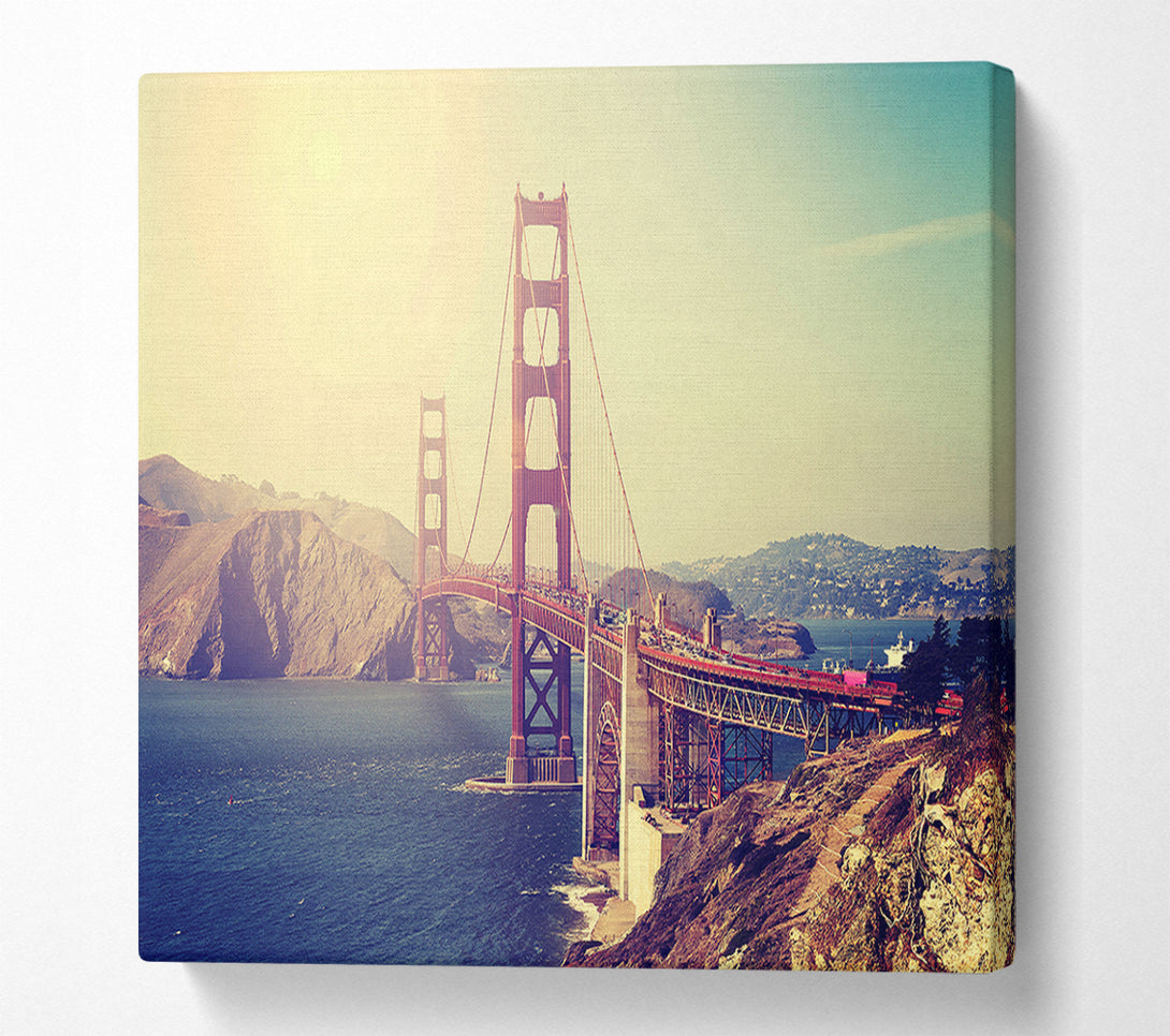  A Canvas Print of Golden Gate Bridge Retro Canvas Art