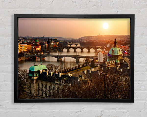 Stunning Sunrise Bridges Framed Print