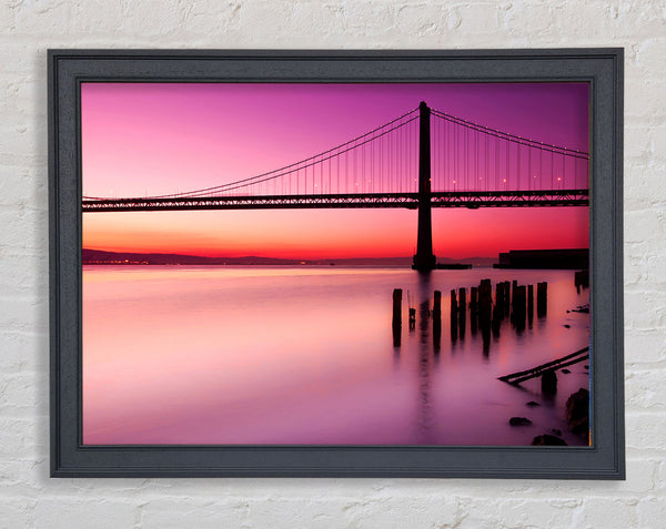 Golden Gate Bridge Pink Serene Framed Print