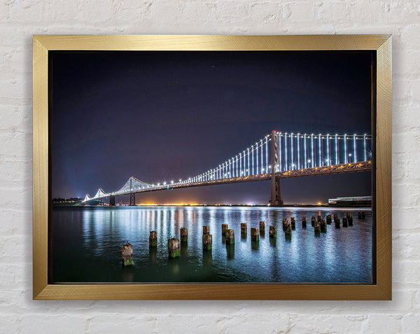 Golden Gate Bridge Light Reflections Framed Print