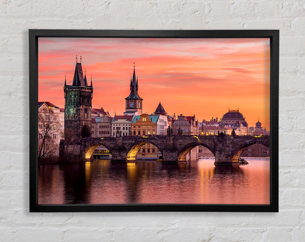 Stunning Pink Skies Over The City Framed Print