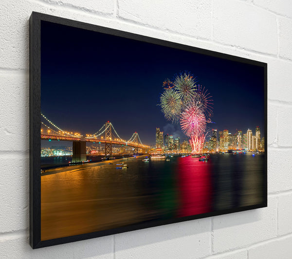 Fireworks Over The Golden Gate Bridge